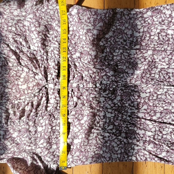 purple botanical print top, S - Picture 5 of 9